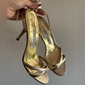 Manolo Blahnik Metallic Gold Heels